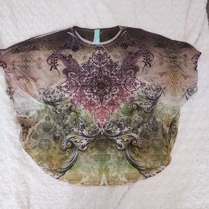 Petrol Unique Batwing sequined top Medium Boho Moody Artsy Quirky